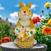 KOOY Easter Bunny Figurines Solar Garden Statues Yellow Rabbit Statue