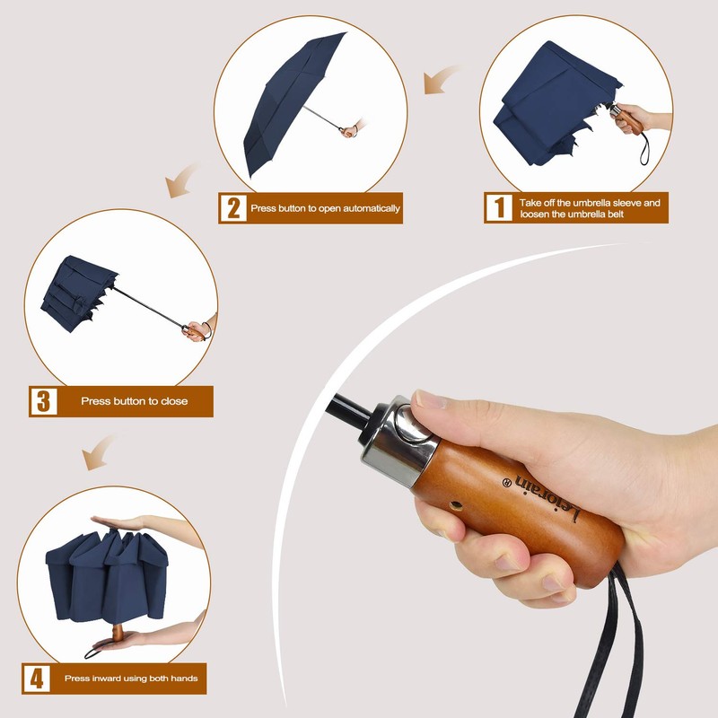 Lejorain Large Compact Golf Umbrella - 54inch Oversized Auto Open