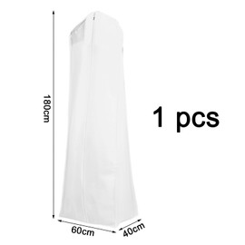 Wedding Dress Garment Bag Long 180 cm Garment Bag Long Garment Cover Long Breathable Dustproof with Zip for Wedding Dresses Evening Dresses Long Coats 180 x 60 x 40 cm (White)