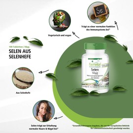Fairvital Selenium 50 mcg from selenium yeast - high dose - vegan - 100 tablets