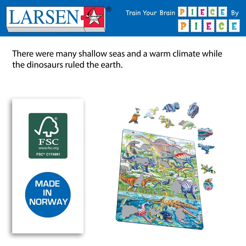 Larsen FH49 Dinosaurs Flying, Running and Diving Frame Puzzle with