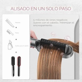 TYMO Ring Plus Cepillo Alisador de Cabello Iónico - Peine Alisador con Iones Negativos para Mujeres, Revestimiento de Titanio, 9 Configuraciones de Te