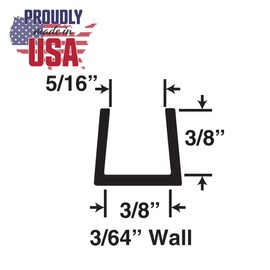 Outwater Plastics 385-Cl Clear 3/8'' Rigid PVC Flat Bottom U Clear Plastic U-Channel/C-Channel 36 Inch Lengths (Pack of 4)