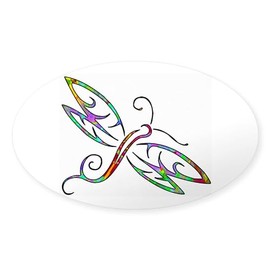 CafePress Colorful Dragonfly Sticker Oval Car Bumper Sticker