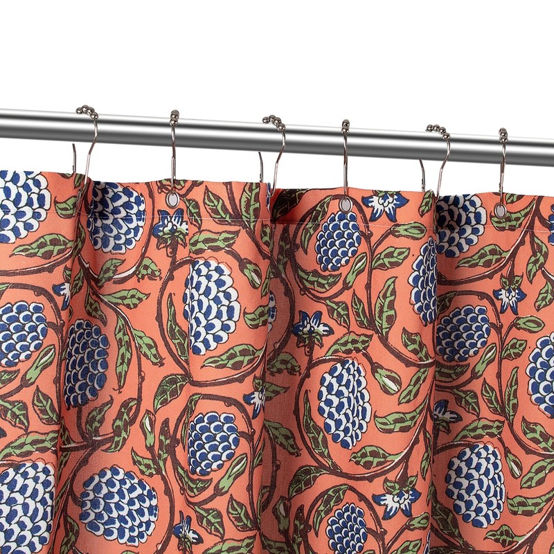 MUGINYU Boho Burnt Orange Floral Shower Curtain - 72x72 Inches,Cotton