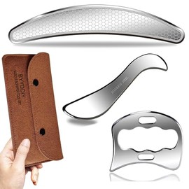 BYYDDIY - Juego de herramientas de raspador muscular de acero inoxidable 3 en 1, herramientas de masaje raspado para terapia física, Derma Edge y GuaS
