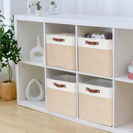 Pulnimus Cube Storage Bins Large Organizer Baskets - 11x11x11 Fabric Closet Storage Collapsible Organizer Baskets with Handles for Organizing Clothes Toys Nursery Shelves