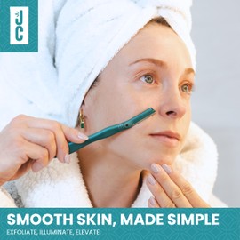 Jungle Culture Dermaplane Razor - Eyebrow Shaping, Precision Exfoliation & Hair Removal for Radiant, Smooth Skin - Dermaplaning Facial Razor with 5 Replaceable Blades - Zero-Waste Design - Teal Green