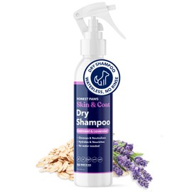 Honest Paws Dog Dry Shampoo - Waterless No Rinse Foaming Formula Reducing Itch Cleanse Hydrate Nourish Dry Skin and Smelly Coat Help Decrease Odor Shedding and Allergies - Oatmeal & Lavender - 8 fl oz