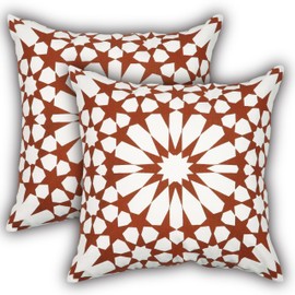 Printed Cotton Cushion Cover Set of 2 - Decorative Beautiful Elegant Fancy Pillow Cover Ideal for Sofas, Beds, Chairs, and Perfect for Weddings, Birthday, and Special Occasions - 18x18 Inch - Rust
