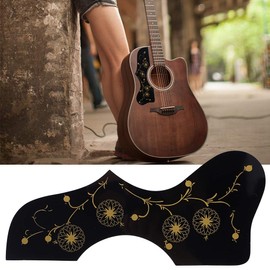 Guitarra folk autoadhesiva Accesorios Pickguard Placa protectora contra golpes Pick Guard de para guitarra acústica Bajo violín, patrón y negro(21 * 11 * 1cm-Patrón negro)