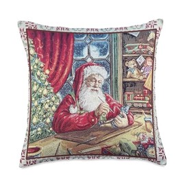 Decorative Tapestry Santa Claus Workshop Gobelin Style Throw Pillow