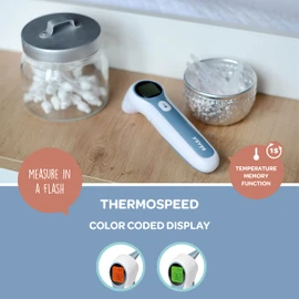 BÉABA - Termometro Febbre Infrarossi, Termoscanner Digitale, Multiuso : Frontale, Auricolare, e Ambiente, Modalità Bambino e Adulto, Misuratore Temperatura Corporea, Certificato, Thermospeed