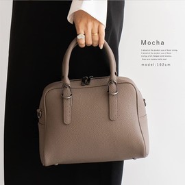 VITAFELICE Inb-10036p Women's Mini Boston Bag, Belt Handle, 2-Way, brown (mocha)