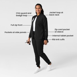 Wink Women's Warm Up Scrub Jacket - Black, M