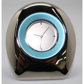 Stephanie Imports Retro ChromePlated Table Desk Teal Circle Clock
