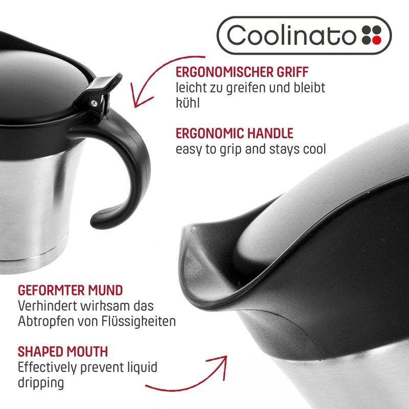 Coolinato Thermo Stainless Steel Gravy Boat, 400 ml, Double-Walled Stainless
