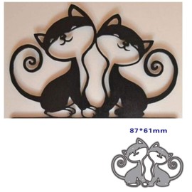 2PCS Animal Cat Metal Die Cuts,Love Wedding Spring Animal Cat Pet Flower Cutting Dies Cut Stencils for DIY Scrapbooking Album Decorative Embossing Paper Dies for Card Making