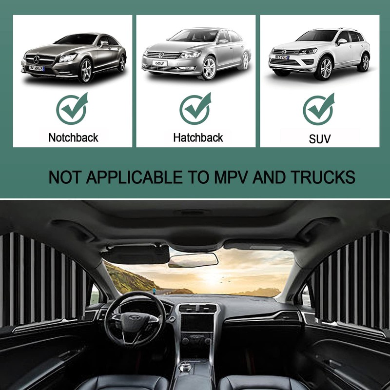 4 Pack Slidable Car Side Window Sun Shades Privacy Magnetic