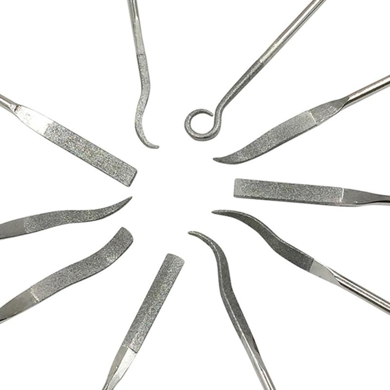 10Pcs Diamond Needle File Set, 180mm Metal Files with Rubber