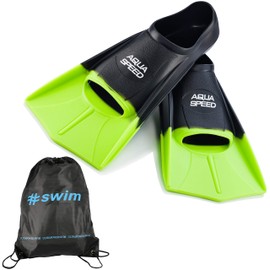 Aqua Speed Short Flippers For Adults And Children, High Tech Soft Training Flippers, Lightweight Short Flippers For Swimming Training, green, 39/40