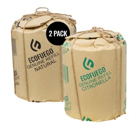 Eco Fuego Fire Pit Wax Refill – Biodegradable Vegetable Wax, Sustainable and Clean Burning. Each Refill Lasts up to 8 Hours – 1 Natural + 1 Citronella (Pack of 2)