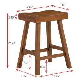 Home 2 Office Jackson 24in Saddle Barstool - Medium Oak finish