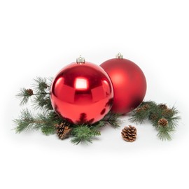 Every Day is Christmas 2 Pack of Large Oversize Christmas Ornament Balls, 20cm/7.9" Large Shatterproof Christmas Tree Ornaments Set, Indoor or Outdoor Decoration (Red)