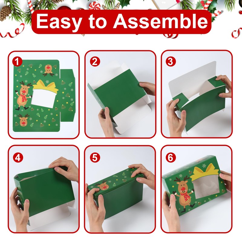Patimate 24pcs Christmas Cookie Boxes for Gift Giving, 3 Style