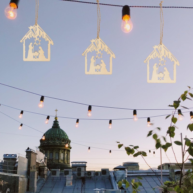 20pcs Birth Jesus Pattern Pendant Rope Nativity Scene Ornaments Christian