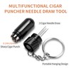 Demcigar Cigar Punch Cutter,Cigar Draw Enhancer 2-in-1 Stainless Steel Cigar