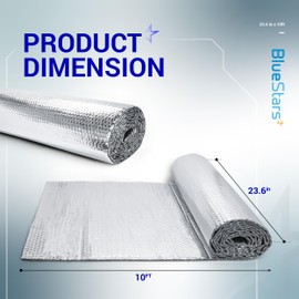 BlueStars 6mm 23.6in x 10ft Reflective Insulation Roll - Aluminum Foil Double Bubble Insulation Sheet to Keep Heat - Reflective Radiant Barrier Thermal Insulation Shield for Windows RV Roof Garage