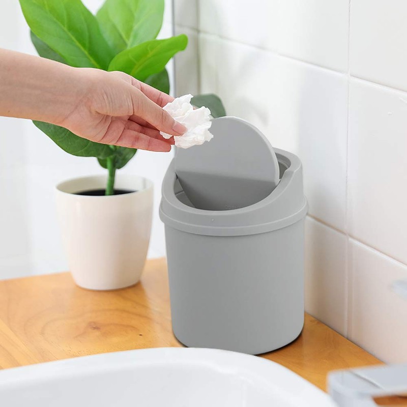 Cadineer Desktop Bin, Mini Trash Can With Swing Top Lid,