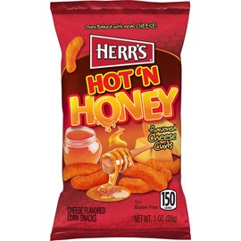 Herr's Hot & Honey Cheese Curls, 1 Ounce (Pack of 36 Bags) – Spicy and Sweet Snack with the Perfect Flavor Balance