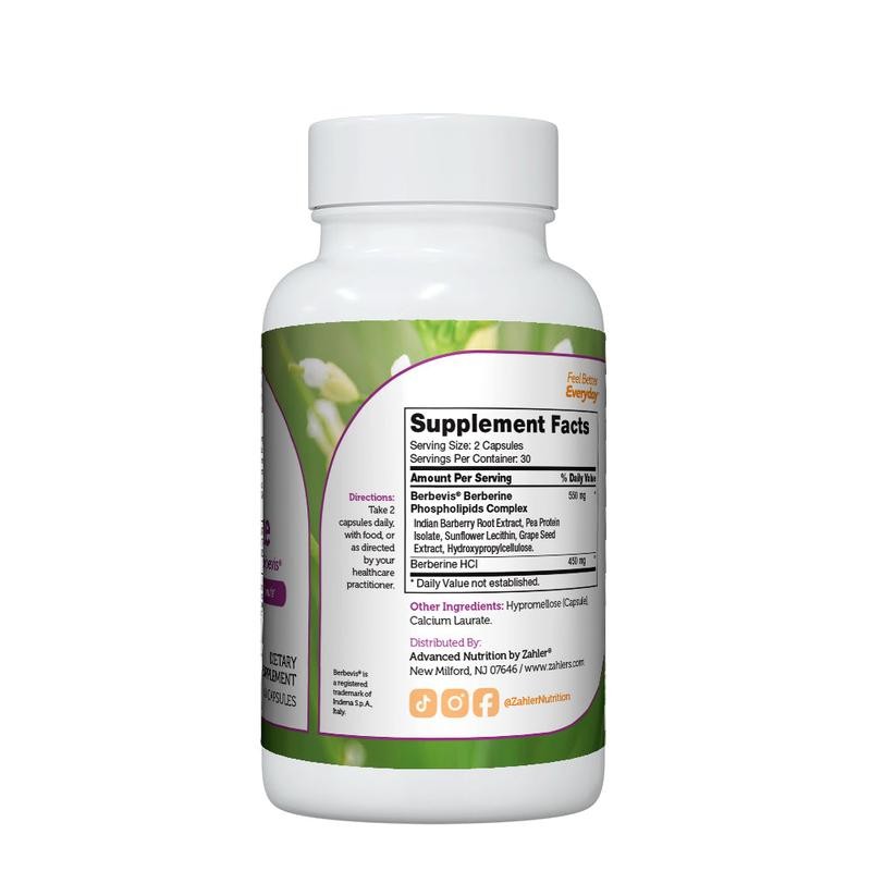 Zahler Berberine with Clinically Evaluated Berbevis, Metabolism and Glucos Support