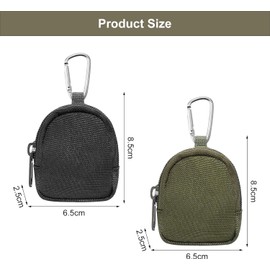 UOCAI Coin Purse with Zip, Treat Bag for Dogs, Key Bag for Outdoor Use, Tactical Mini Purse, Mini Key Bag, Change Purses, Nylon Coin Bag, Coin Purse, Pack of 2, Black, Green, Coin purse with zip