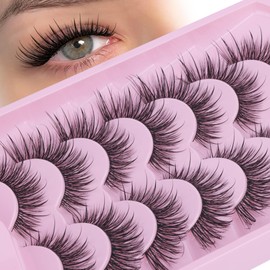 ALICE Eyelashes Manga Lashes Wispy Cat Eye Lashes Spiky Anime Faux Mink Lashes Pack Thin Band Natural False Eyelashes