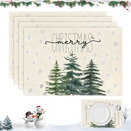 WEILAOK Christmas Place Mats, Place Mats Christmas Washable, Christmas Place Mats, Winter Placemats, Washable Place Mats, Kitchen Party Decoration, 30 x 45 cm, Pack of 4