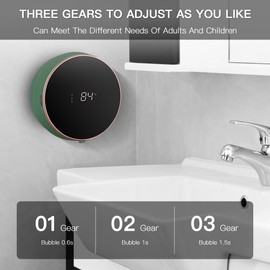 Monstake Automatic Soap Dispenser Touchless Auto Foaming Hands Free Wall Mount Foam Hand Soap Dispenser Electric Plastic Modern Rechargeable Smart Dish Soap Dispenser for Bathroom Kitchen Green