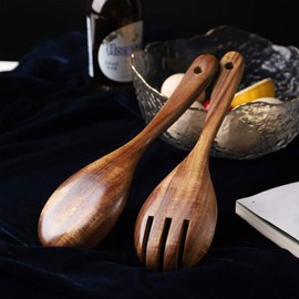 CHEF'S UNIQUE Wooden Spatula Set for Cooking - Acacia Wood Kitchen Utensils Set of 2