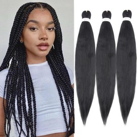 TESS Pre Stretched Braids Extensions, Synthetic Hair, Pre-Stretched Braiding Hair, 1 Piece, 90 g/Bundle, Yaki Texture, 26 Inches (66 cm), Synthetic Hairpieces, Black