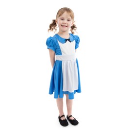 Little Adventures Alice Twirl Dress - Machine Washable Child Pretend Play and Party Dress with No Glitter (X-Large Size 8) Blue