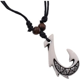 KILNEX Fish Hook Necklace - Maui Hook (2 Pc) Artware- Hawaiian Necklace - Maori Necklaces Jewelry Souvenir