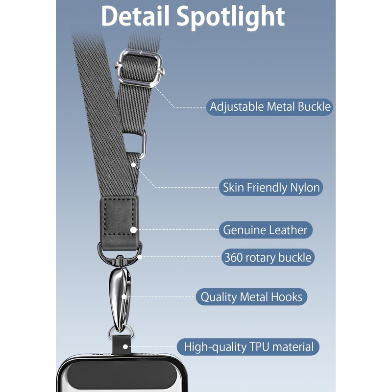 ZXZone Phone Lanyard 1× Phone Tether Tab, 1× Adjustable Neck