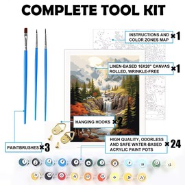changjiawujin Snow Mountain Paint by Numbers Kit for Adults,Landscape Forest Paint by Number Kits Nature,DIY Acrylic Drawing Paintwork Crafts with Paintbrushes 16 * 20 inch