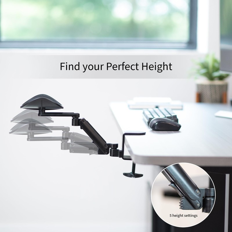 VIVO Universal Clamp-on Adjustable Armrest, Desk Cradle Rotating Elbow Cushion,