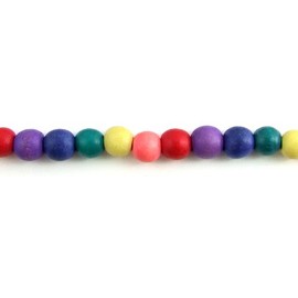 PHS International Rainbow Round Wood Beads Strechy Necklace