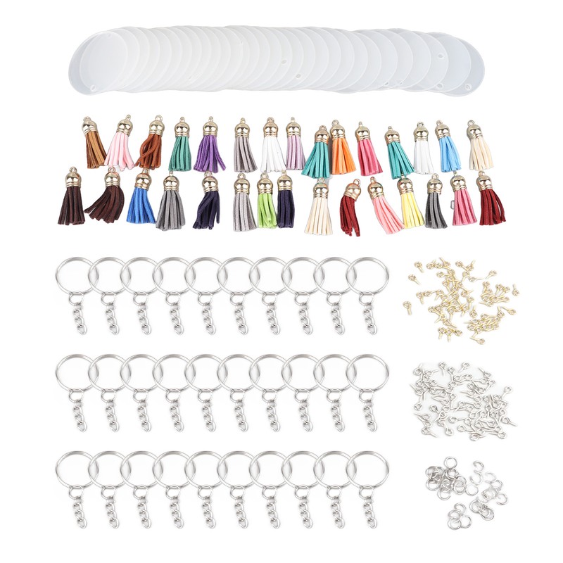 200pcs Acrylic Key Ring Kit 30 Acrylic Blank 30 Key