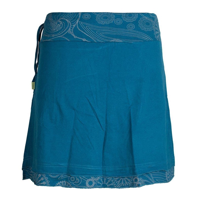 Vishes Alternative Clothing Short Layered-Look Cotton Skirt, Printed, Wide Waistband