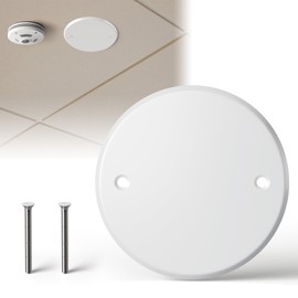 Gadgetzan Ceiling Cover Plate,5 Inch Round Electrical Box Plate for 4 Inch Electric Box,Metal Round Wall Plate Cover for Smoke Detector,Hole Spacing 3.5 Inch - 1 Pcs(White)
